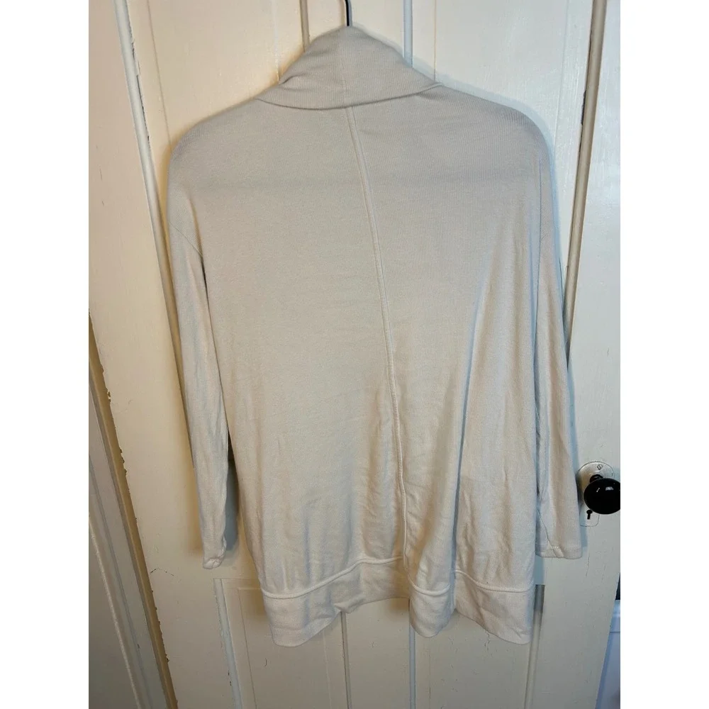Athleta Presence Cocoon Wrap Cardigan Bone White Ribbed Pockets Small 415704